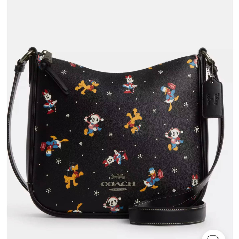 New Coach Disney X Coach Ellie File Bag With Holiday Print